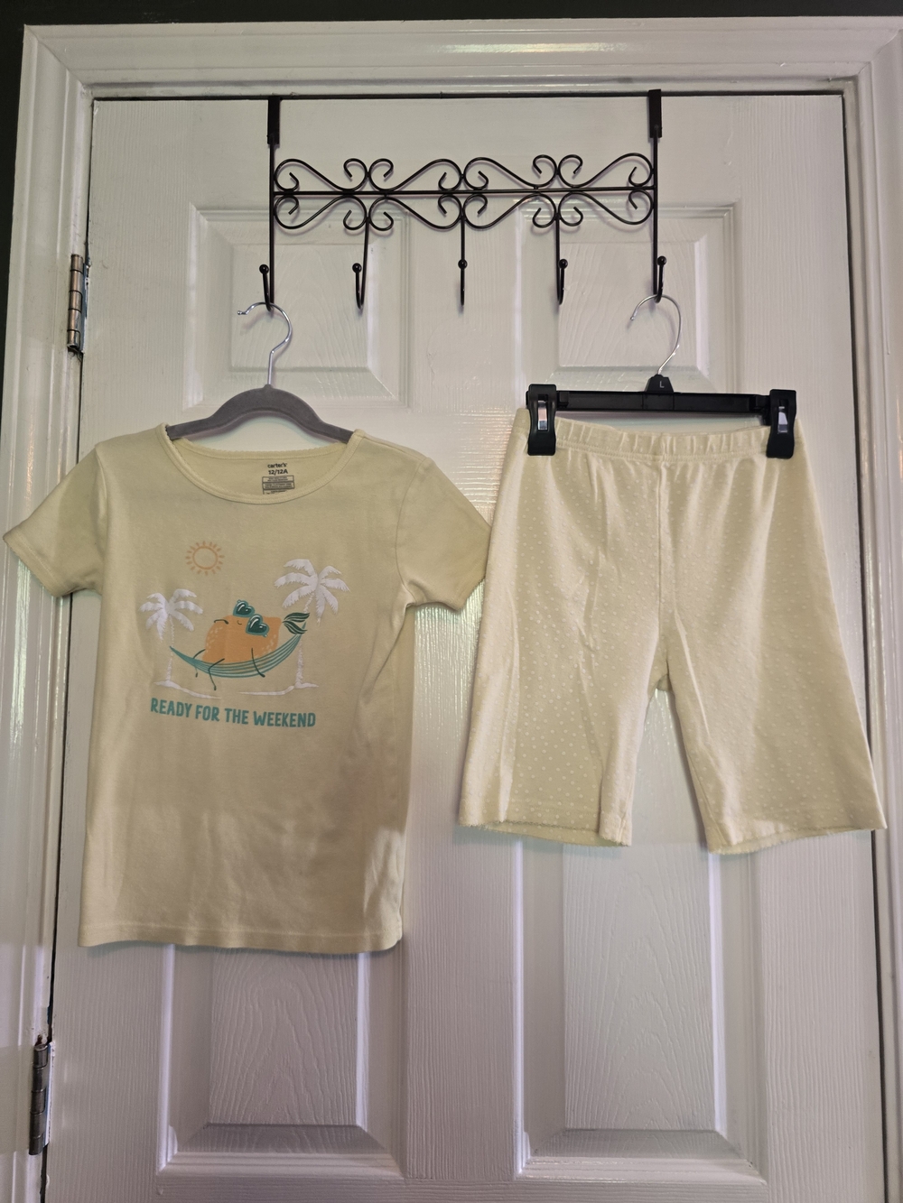 Carter's Yellow Short Sleeve Girls Pajama Set - 'Ready for the Weekend'